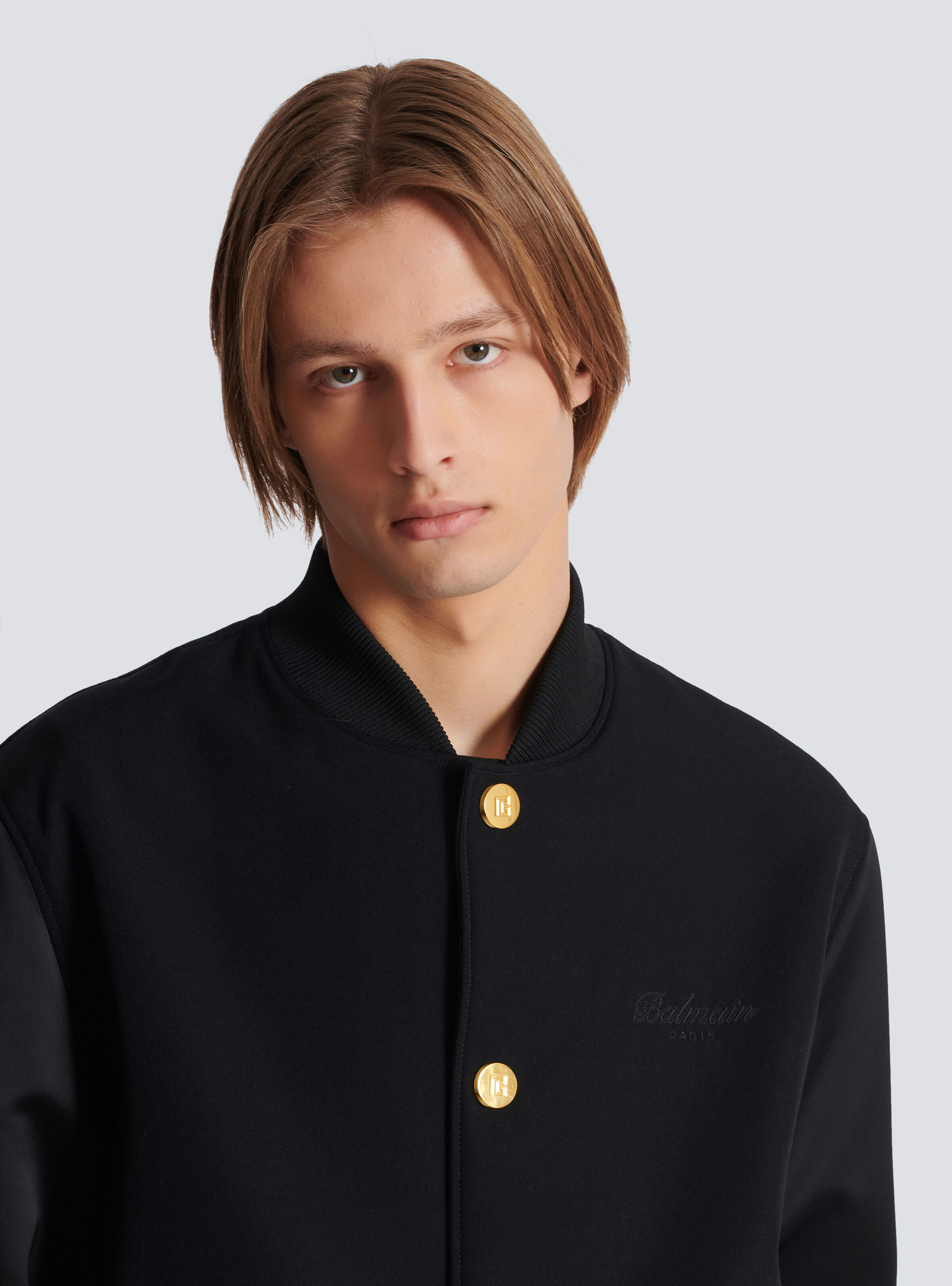 Varsity jacket in grain de poudre wool and satin - 7