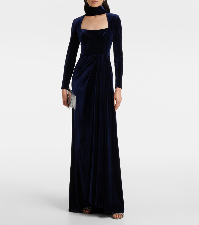 Monique Lhuillier Belted velvet gown outlook
