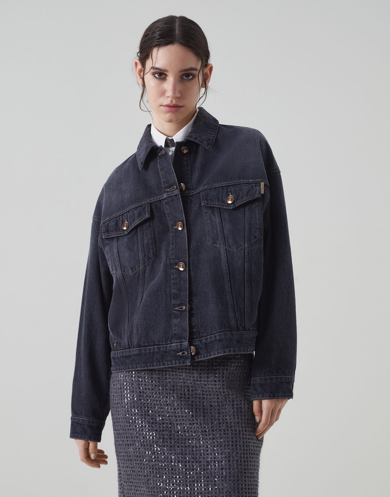Authentic denim jacket with shiny tab 1