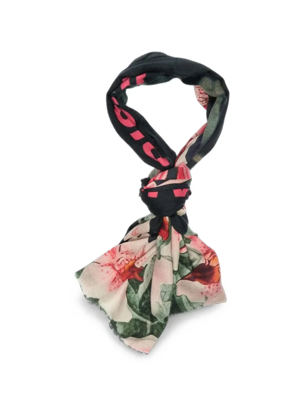 FLORAL-PRINT FRINGED SCARF - 1