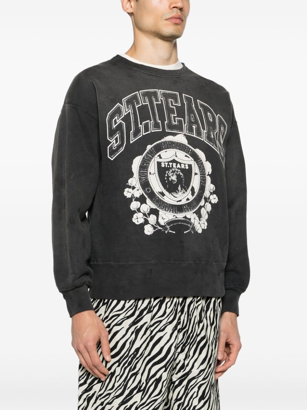 logo-print cotton sweatshirt - 3