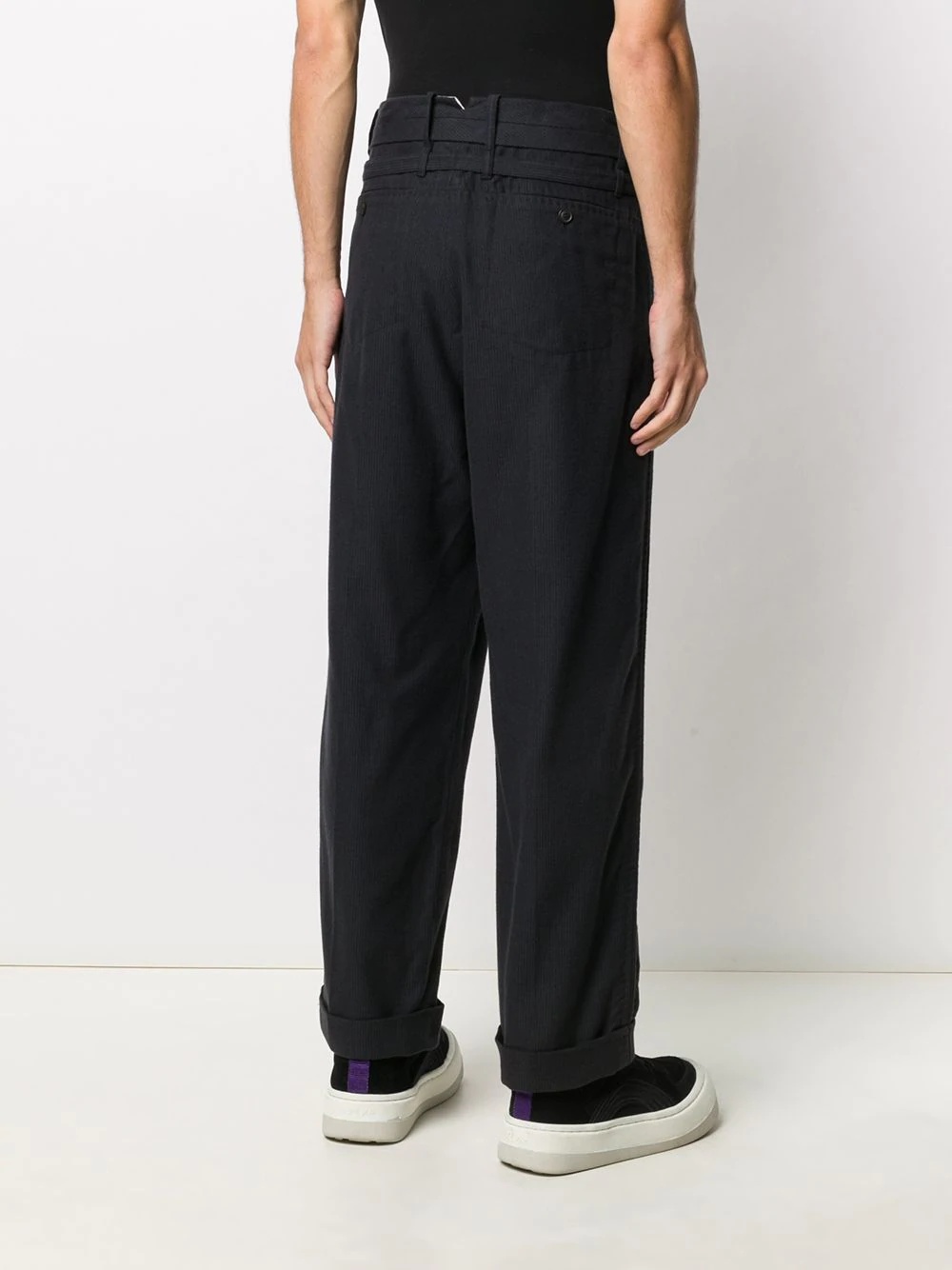 textured straight-leg trousers - 4