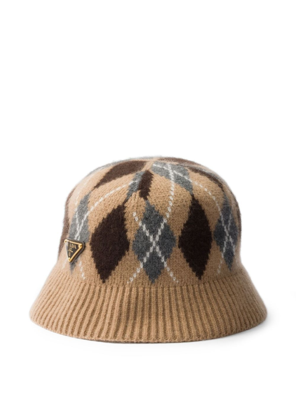 argyle-knit bucket hat - 1