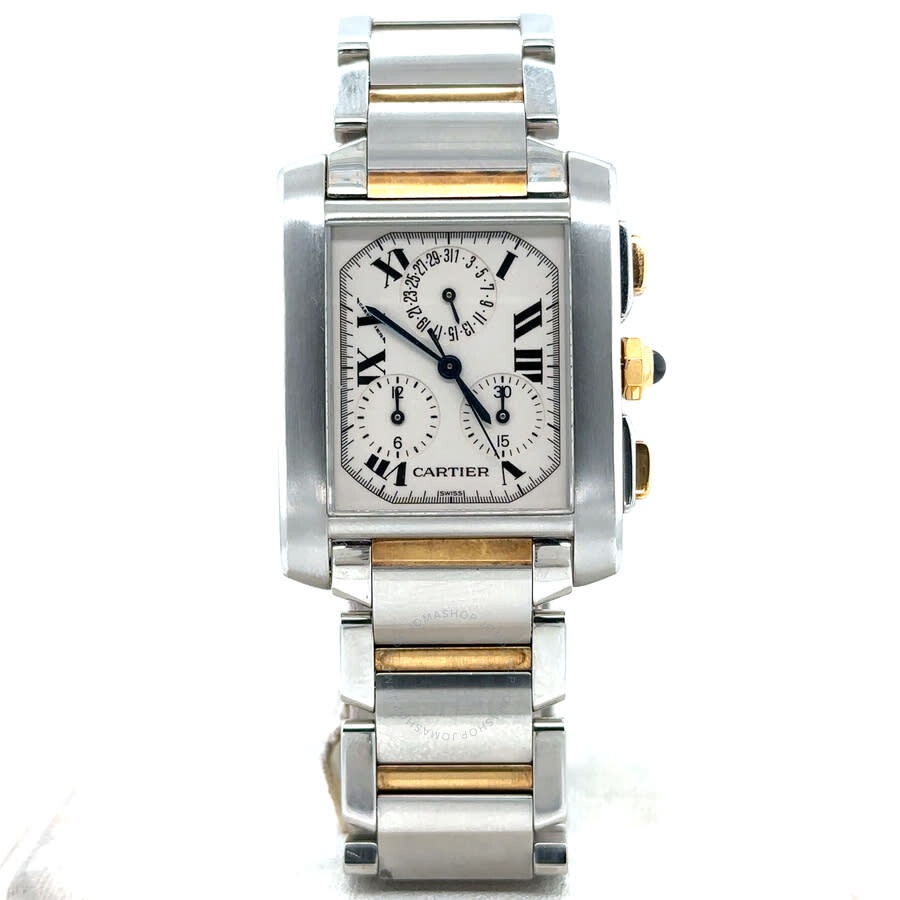 Pre-owned Cartier Tank Francaise Chronograph Quartz Silver Dial Men's Watch W51004Q4 - 1