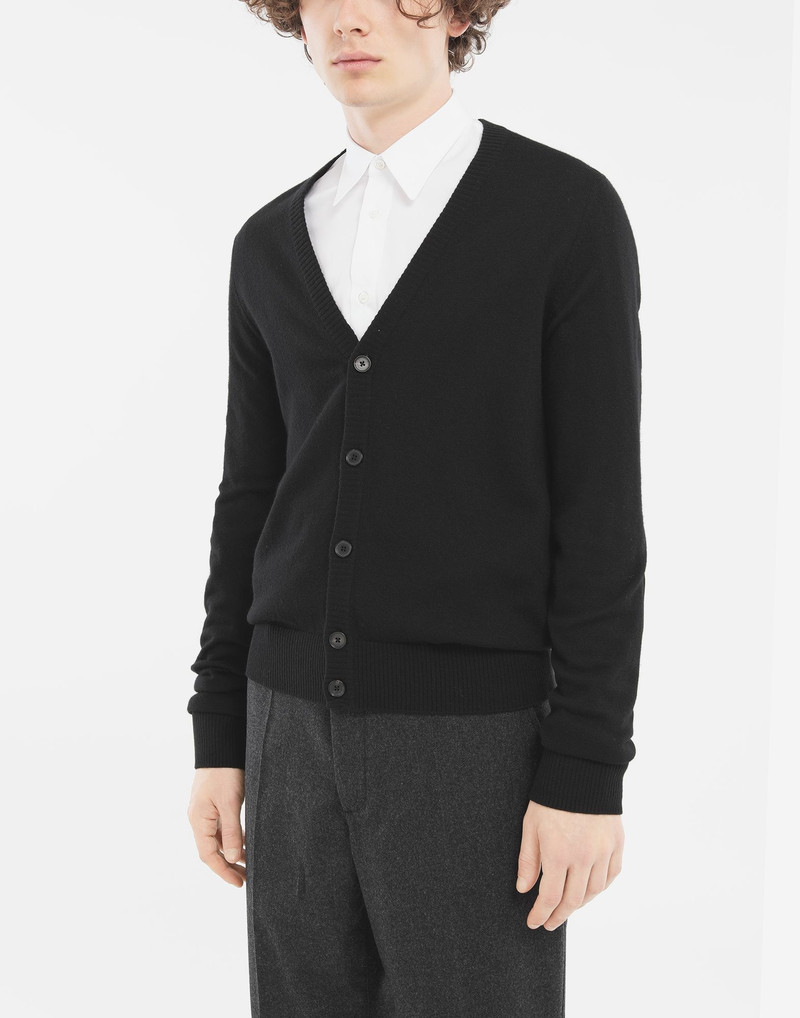 Maison Margiela Leather elbow patch cardigan outlook