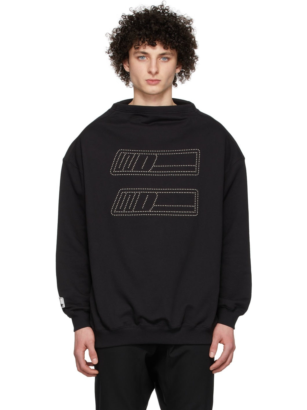 Black High Boatneck Sweatshirt - 1