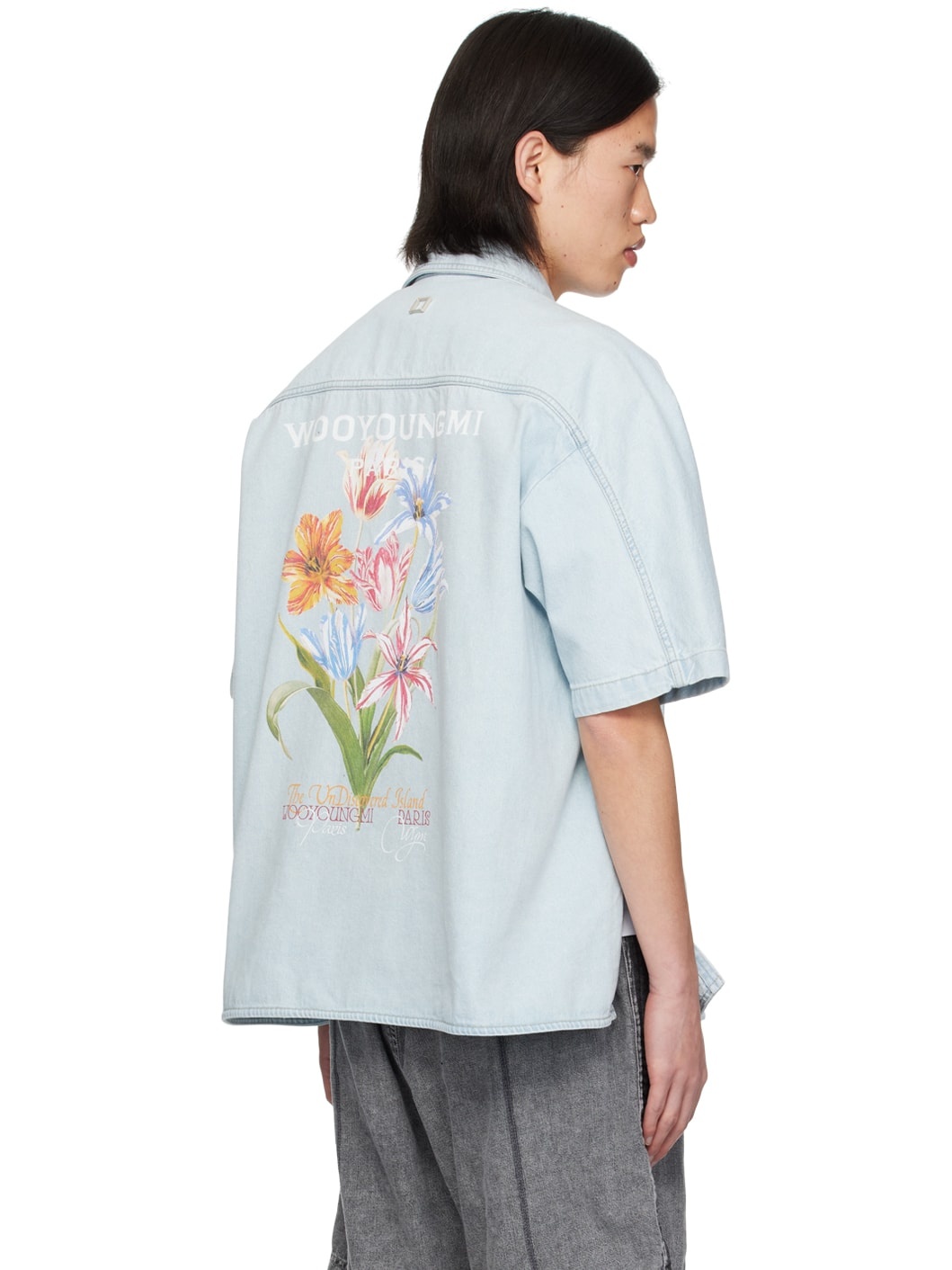 Blue Floral Denim Shirt - 3