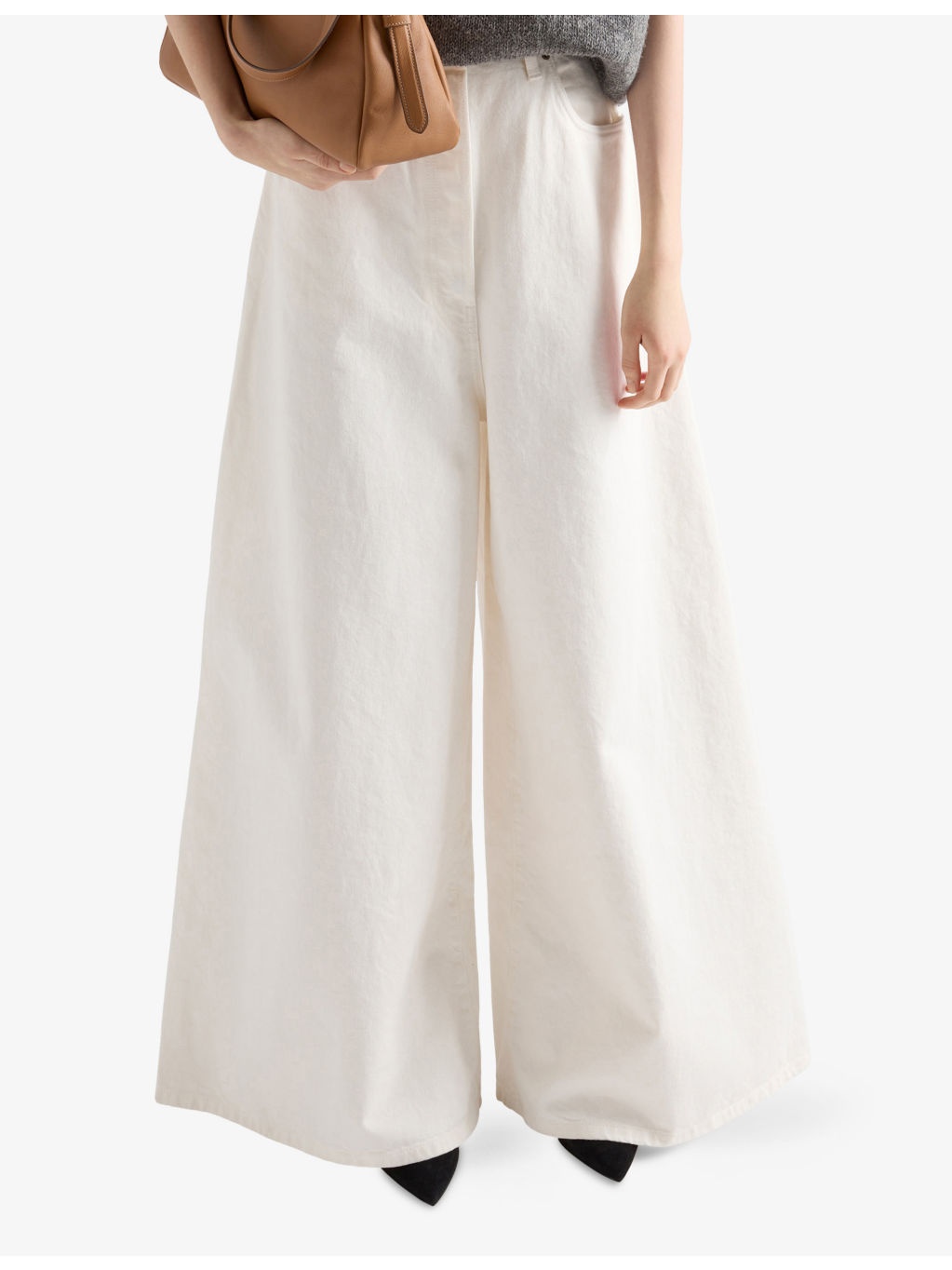 Triangle-Logo Palazzo High-Rise Denim Jeans - 3
