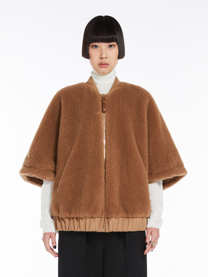 Max Mara BRIOSE Teddy fabric bomber jacket cape outlook