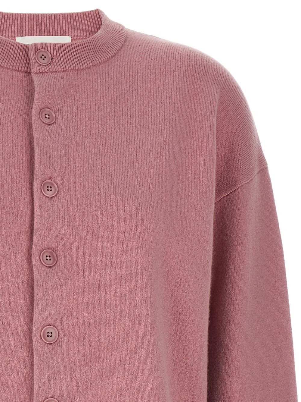 crew-neck cuffed-sleeves cardigan - 4