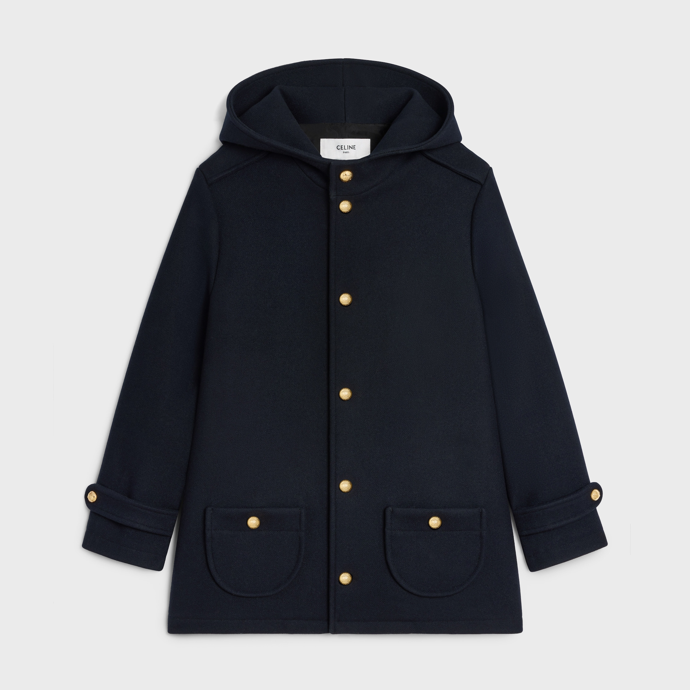 hooded Triomphe coat in wool felt - 1