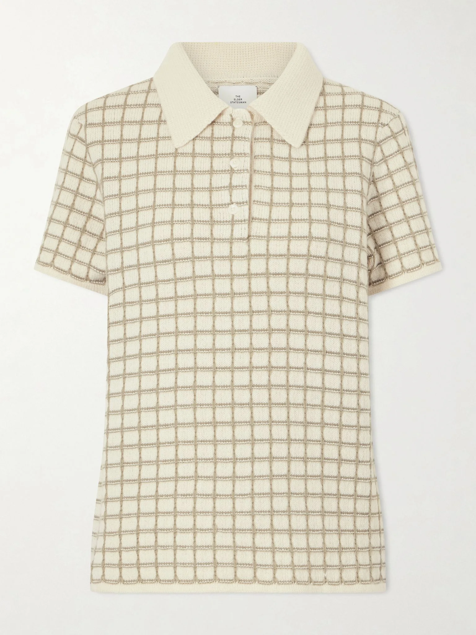 Ida checked cashmere polo sweater Green - 1