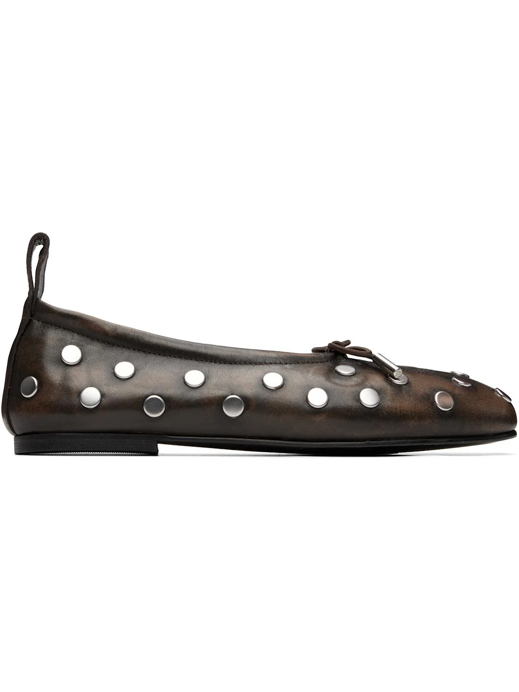 Brown Rosalind All Studs Vintage Effect Ballerina Flats - 1