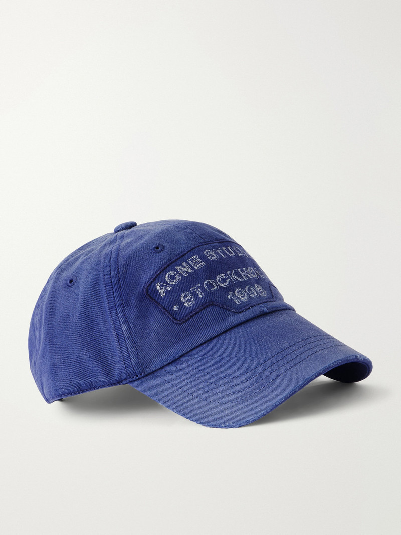 Logo-Printed Distressed Cotton-Twill Baseball Cap 1