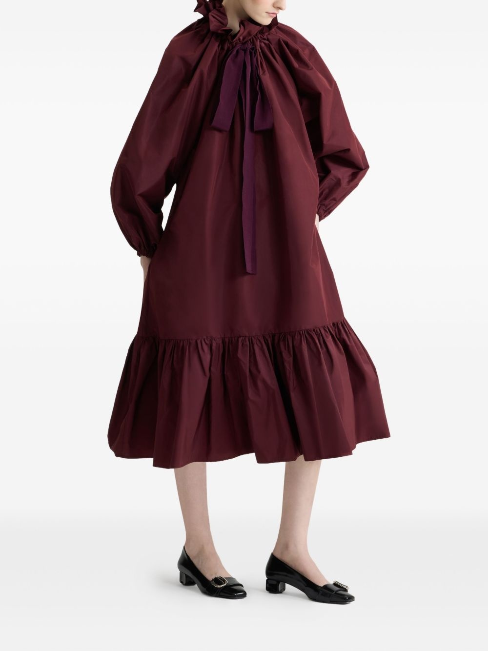 bow-detail ruffle-hem dress - 2