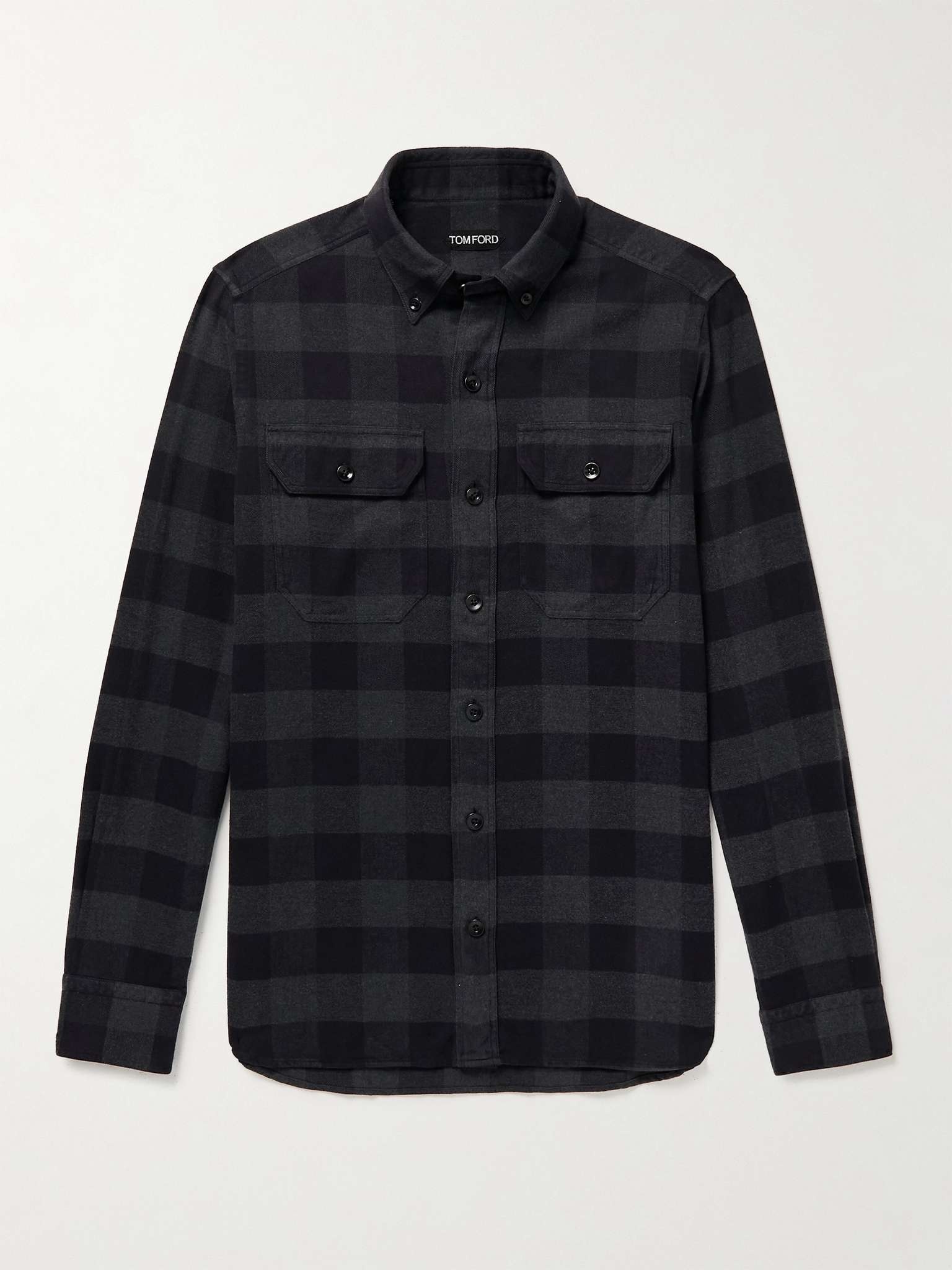 Slim-Fit Button-Down Collar Checked Cotton Shirt - 1