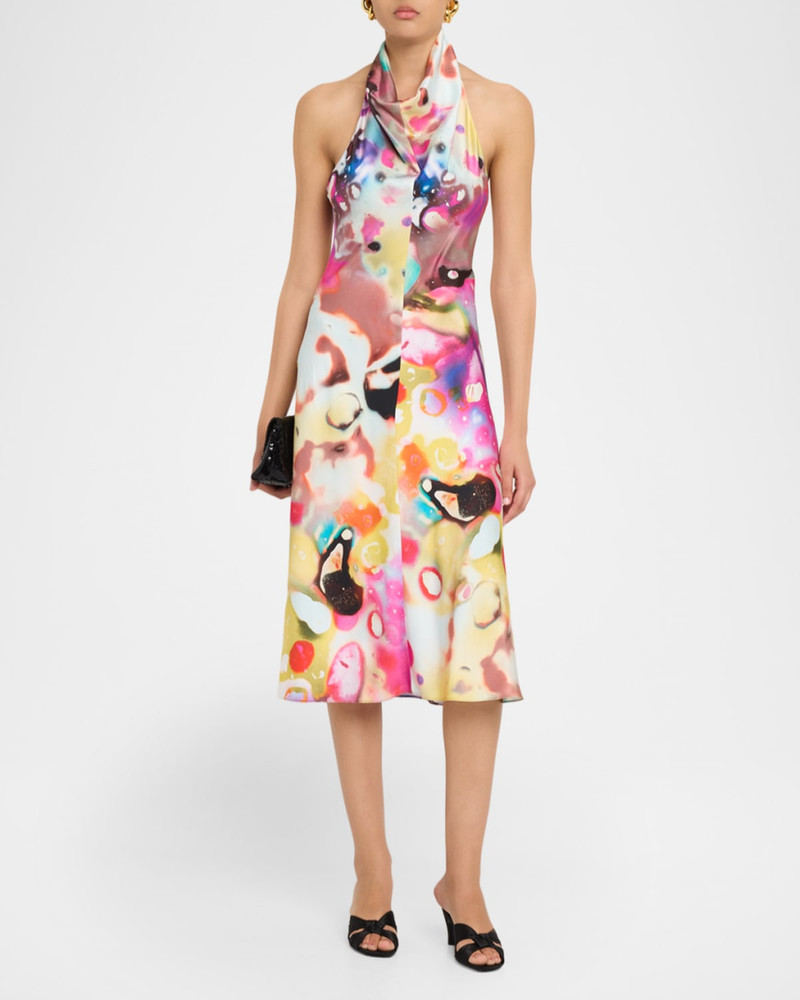 CHRISTOPHER JOHN ROGERS Moonshine Cowl Halter Midi Dress outlook