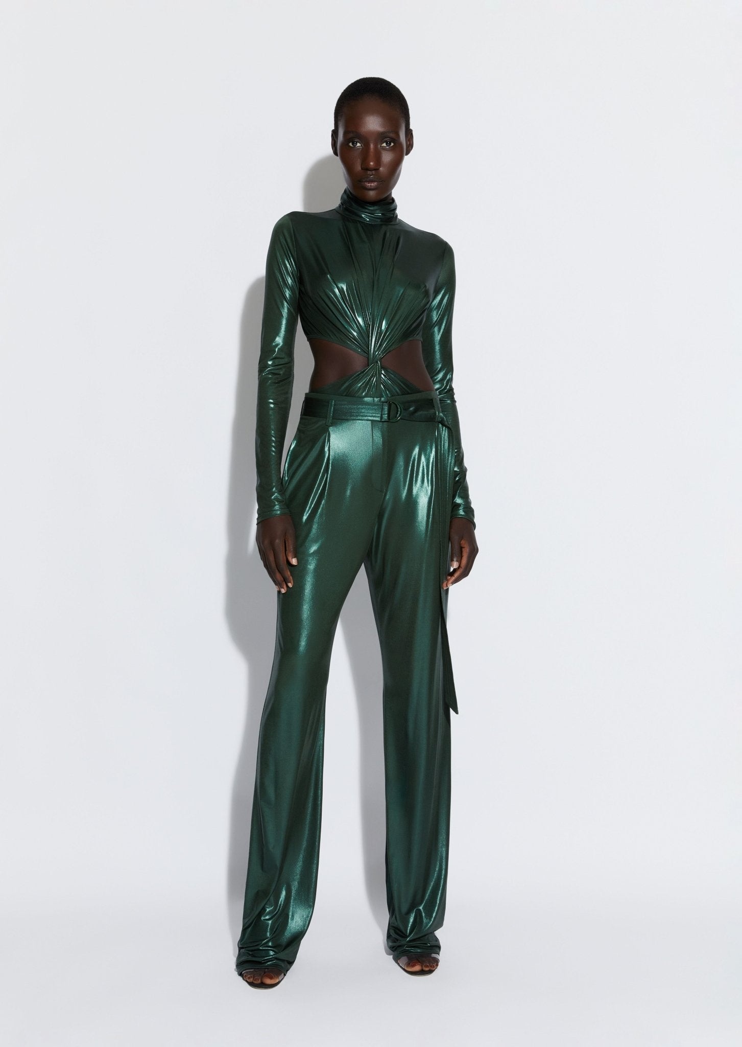 Shiny Jersey Turtleneck Bodysuit - 2