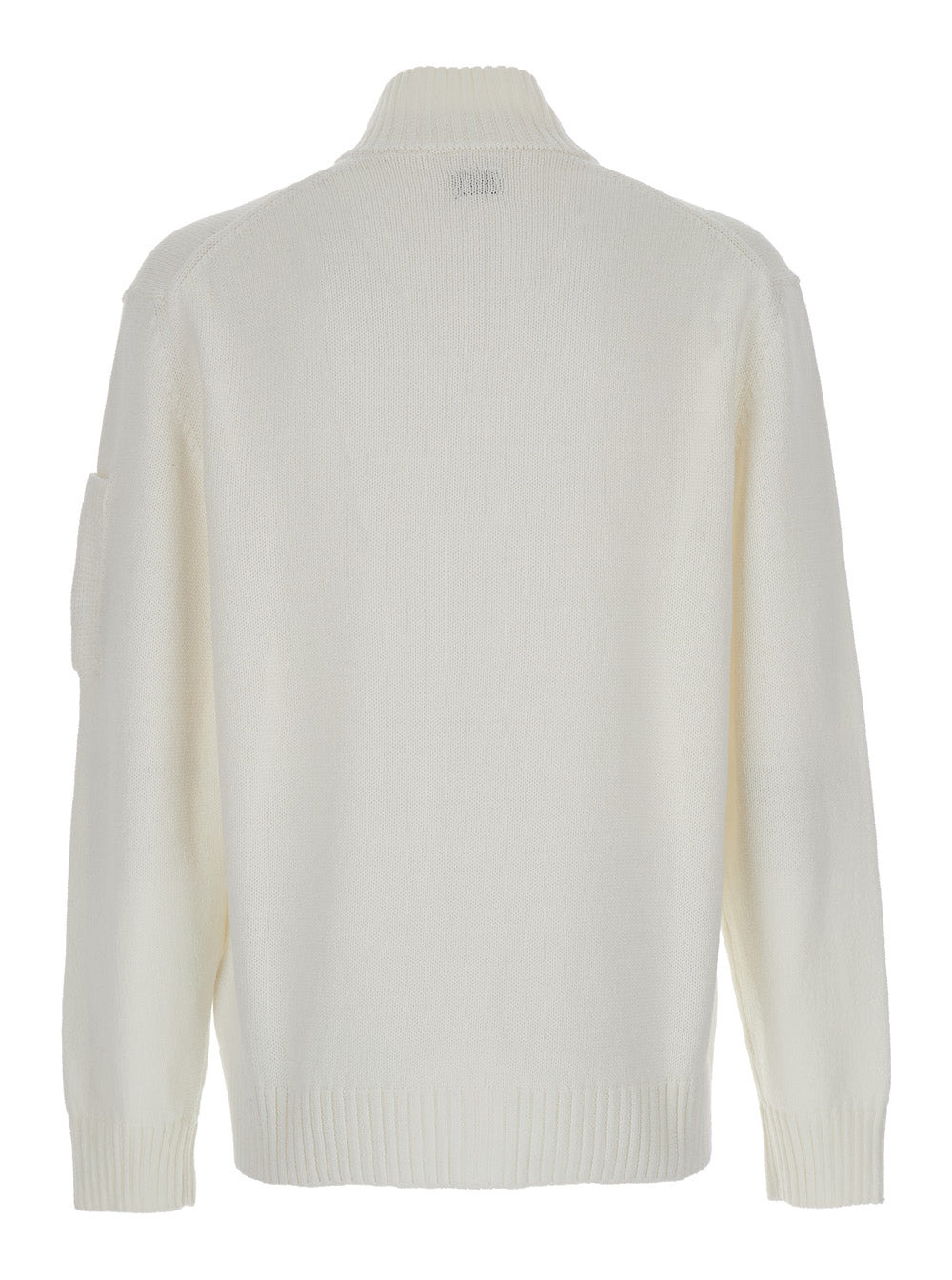 C.P. Company Men White Cardigan With High Neck And Lens Motif Applied On The Sleeve In Cotton Man - 2