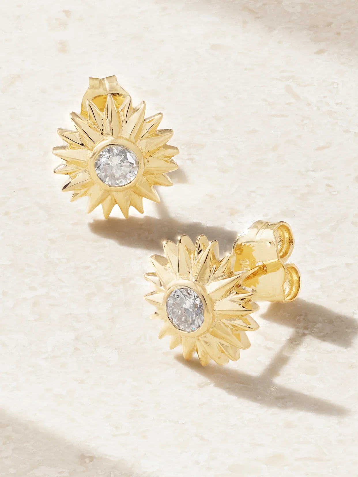 Sunburst 14-karat Gold Diamond Earrings - 1