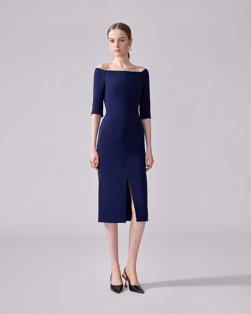 CAROLINA HERRERA Off-Shoulder Midi Dress outlook