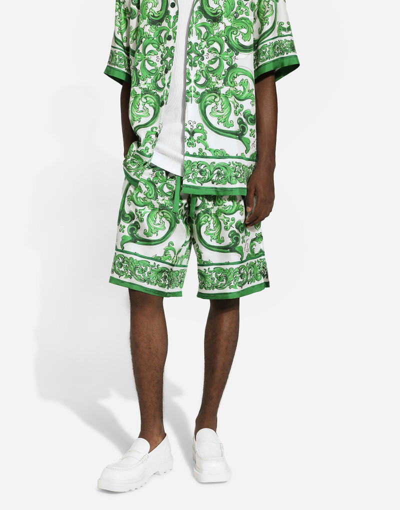 Majolica-print silk jogging shorts 4