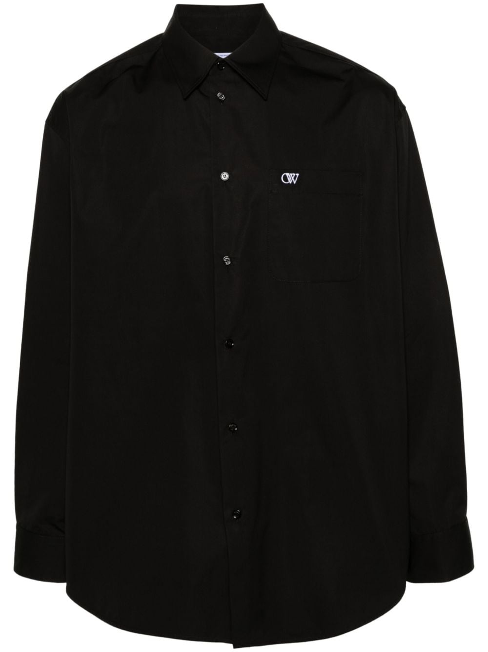 logo-embroidered cotton shirt - 1