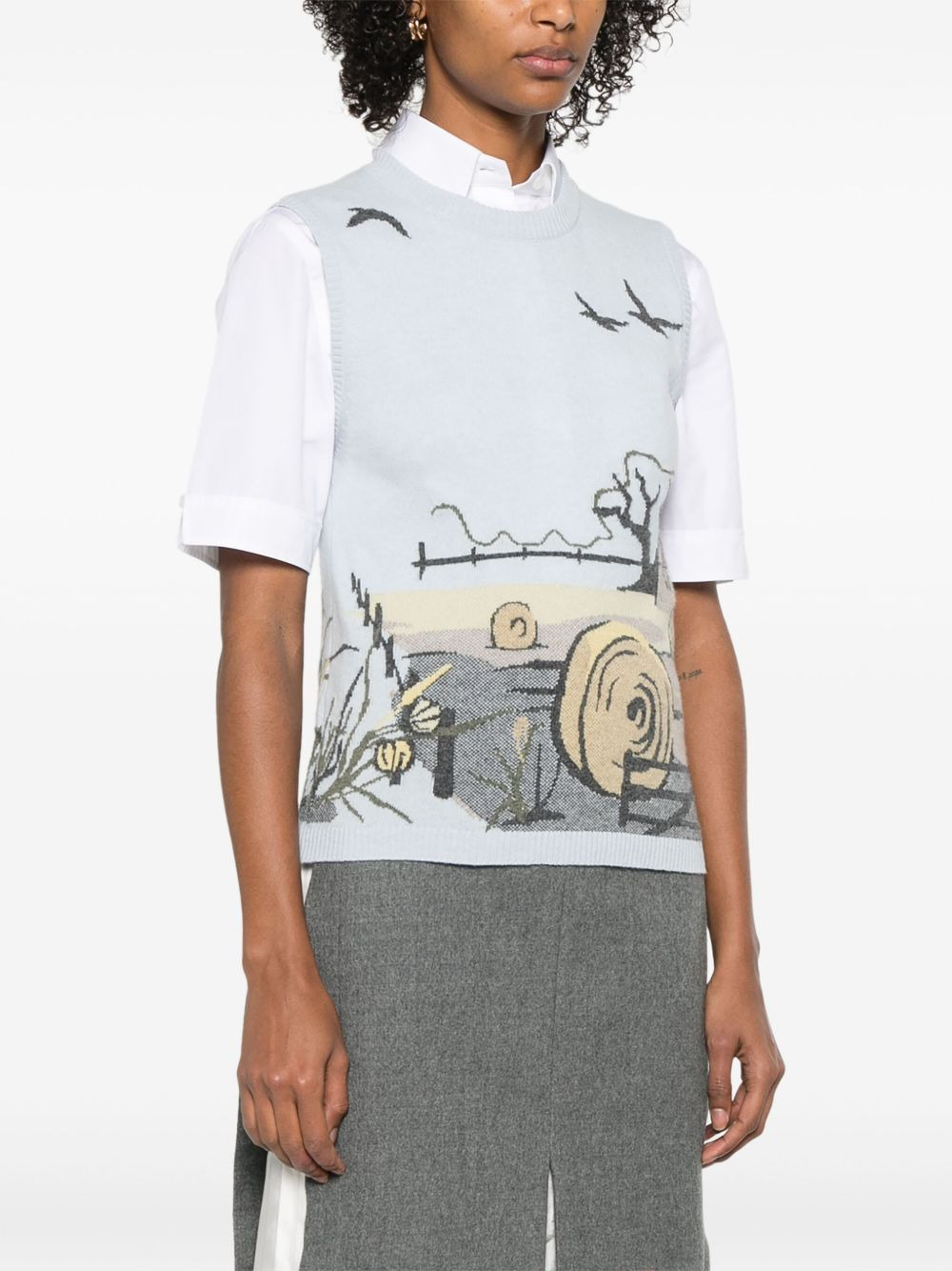 Seasonal Scenic-intarsia cashmere vest - 3