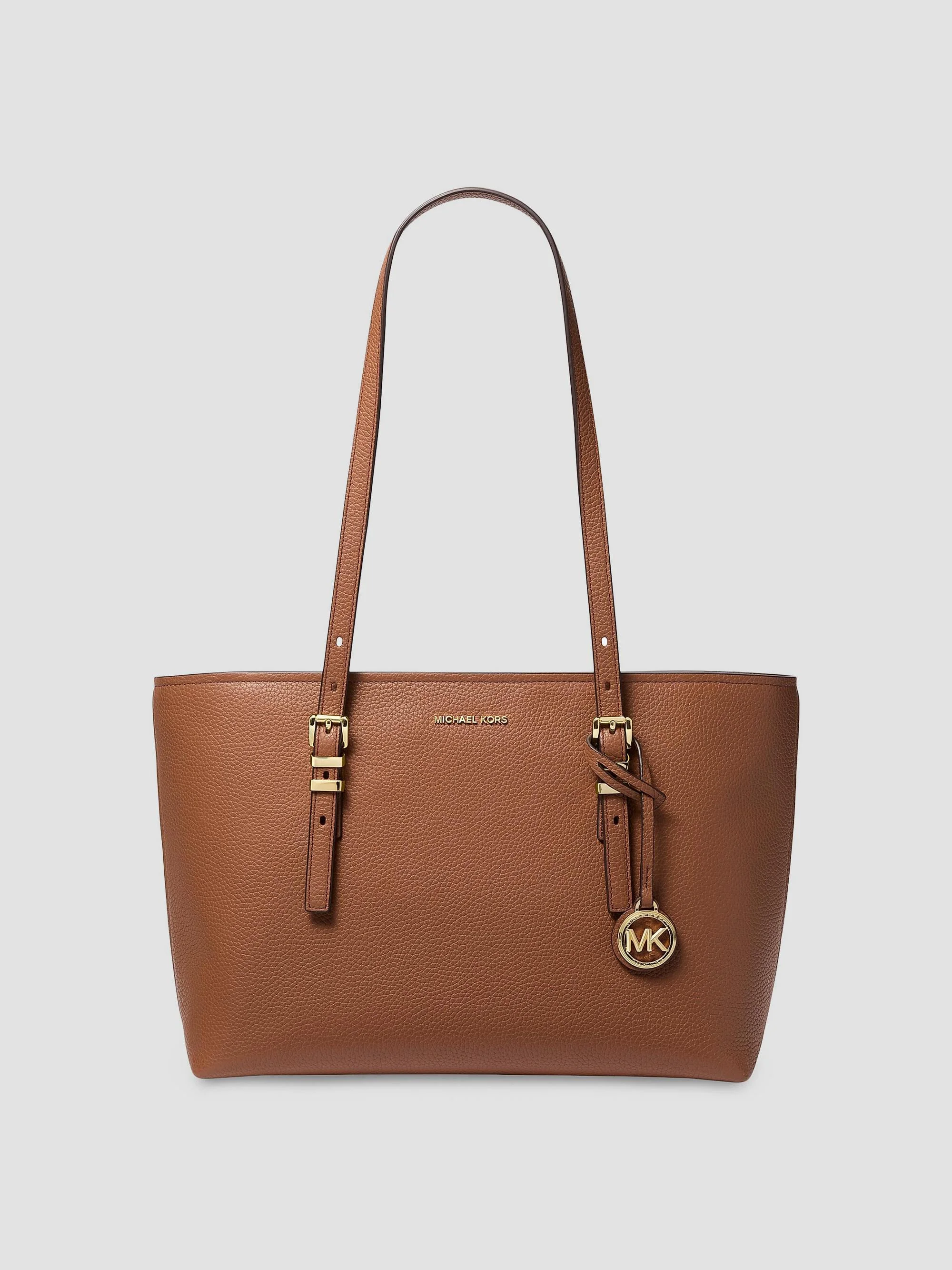 Women's Medium Quinn Leather Tote Bag - Luggage - 1