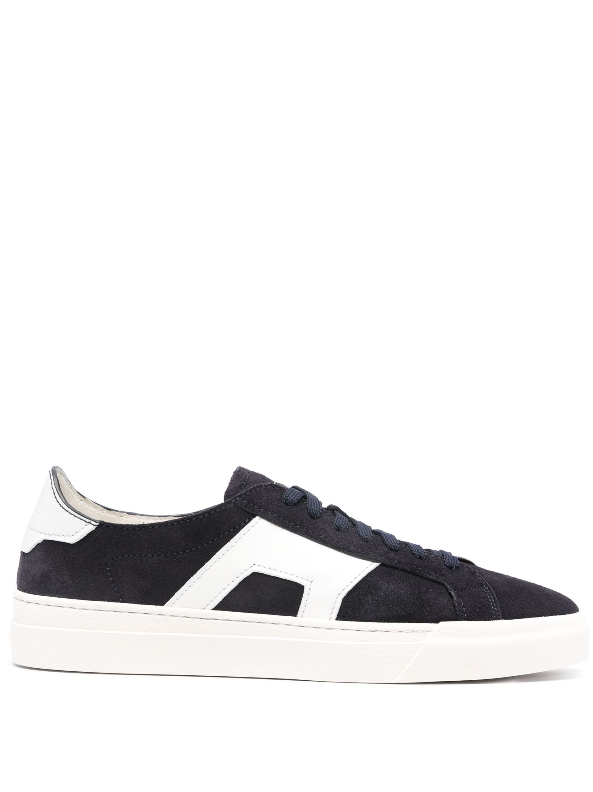 Blue Double Buckle Leather Sneakers - 1