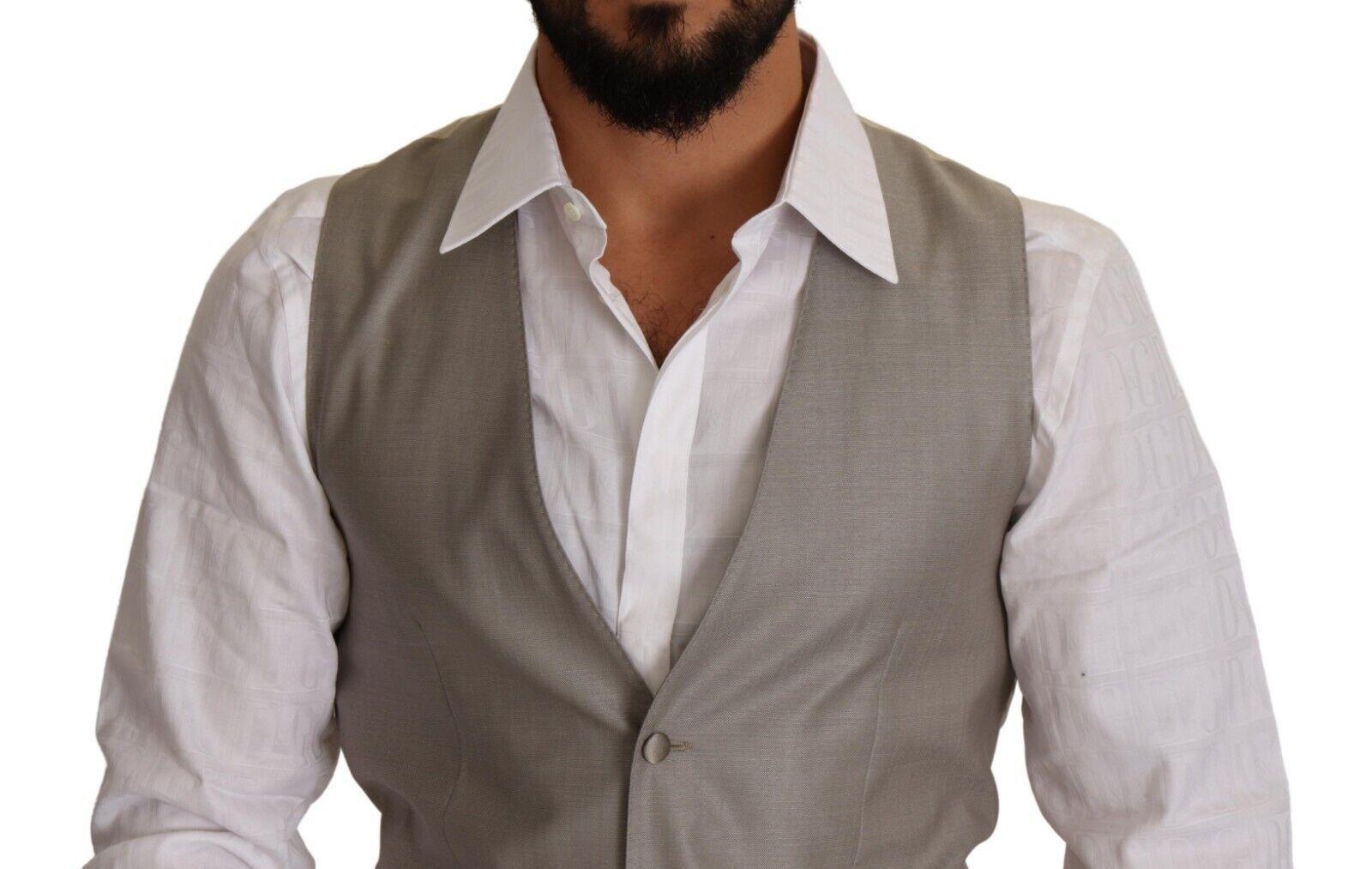 Dolce & Gabbana Beige Wool Single Breasted Waistcoat Vest - 4