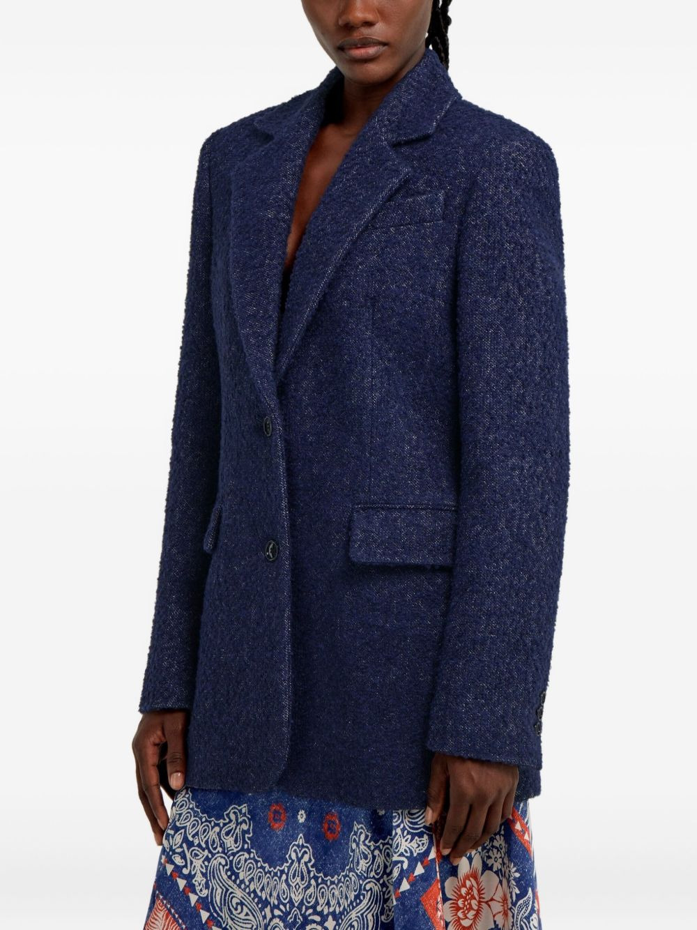 textured single-breasted blazer - 4
