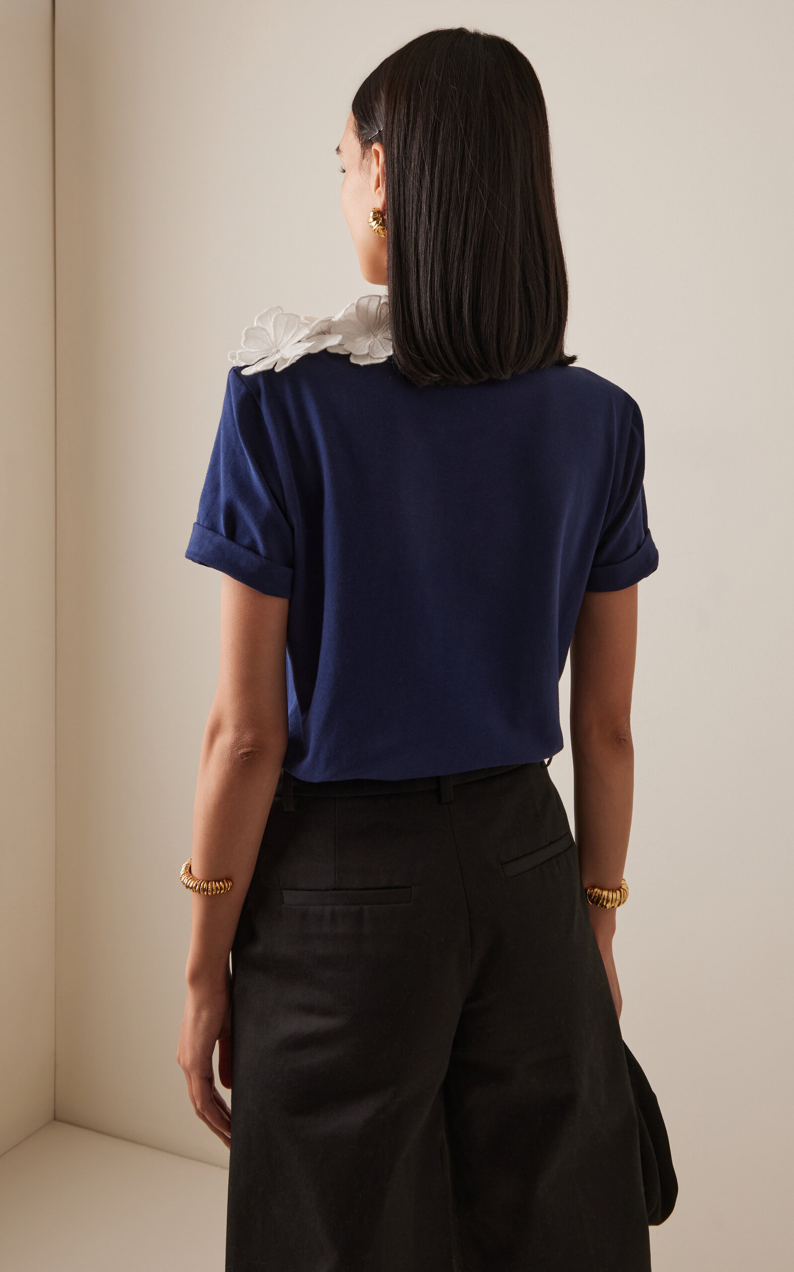 Muchos Cantos Embellished Cotton T-Shirt navy - 4