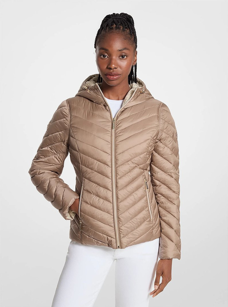 Chevron Logo Print Quilted Nylon Reversible Jacket 1