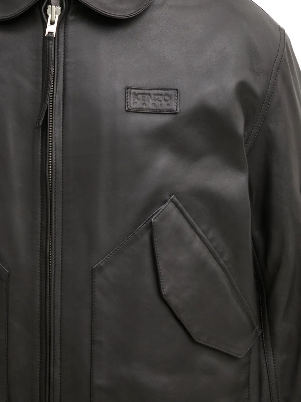 zip-fastening leather jacket - 4