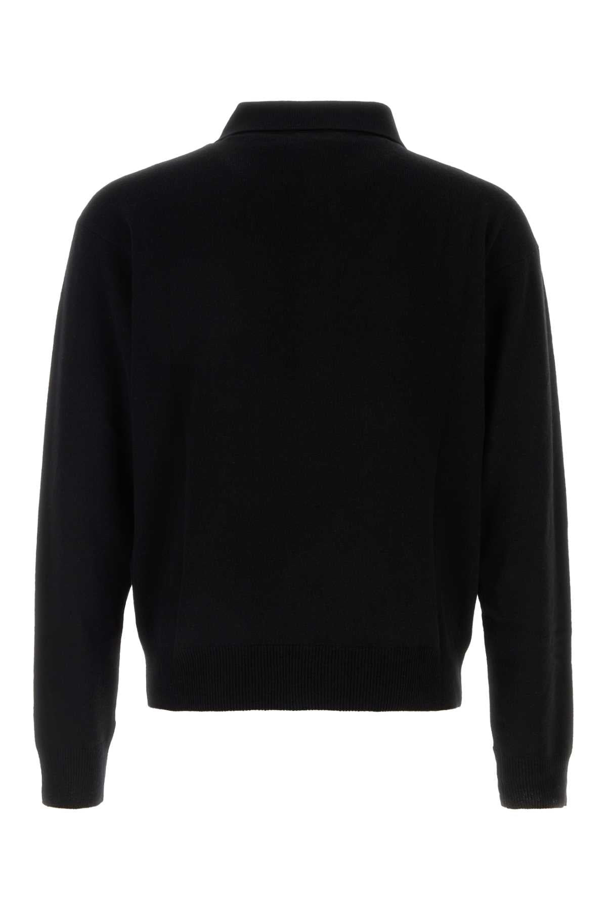 Saint Laurent Men Black Wool Polo Shirt - 2