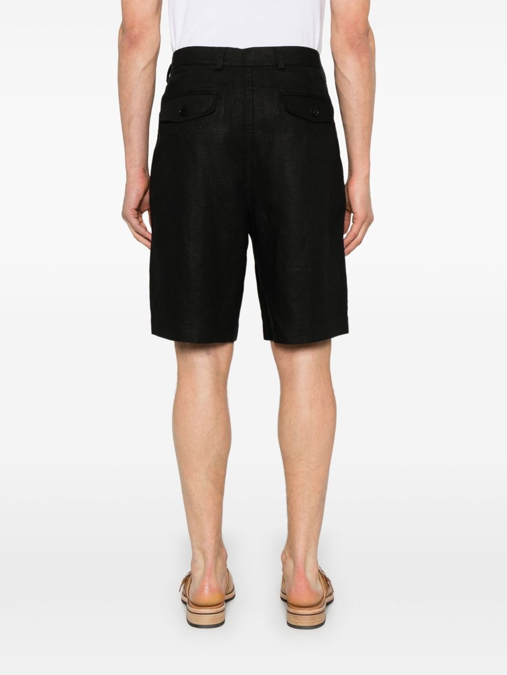 pleated linen shorts - 4