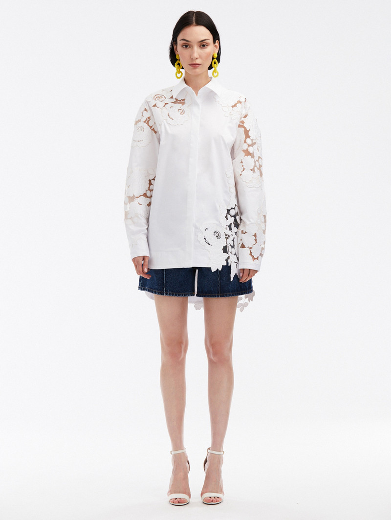 Oscar de la Renta MIXED BOTANICAL COTTON TWILL BLOUSE outlook