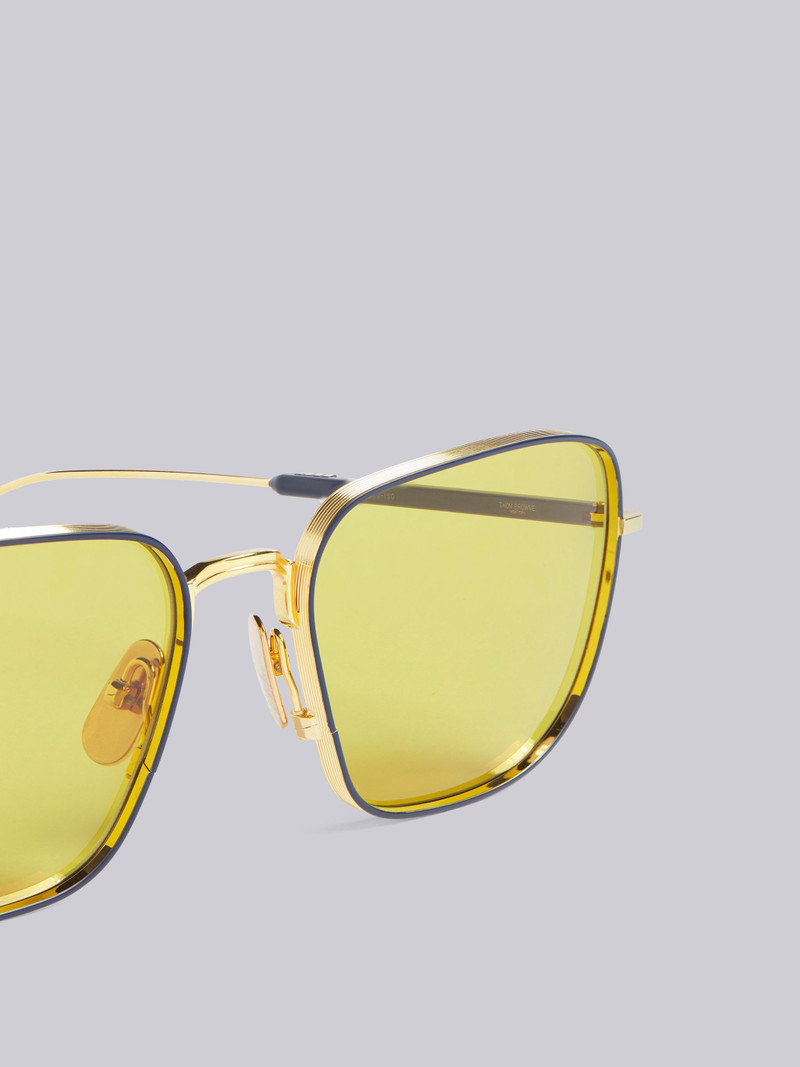 TB124 - Gold Navy And Amber Aviator Sunglasses 2