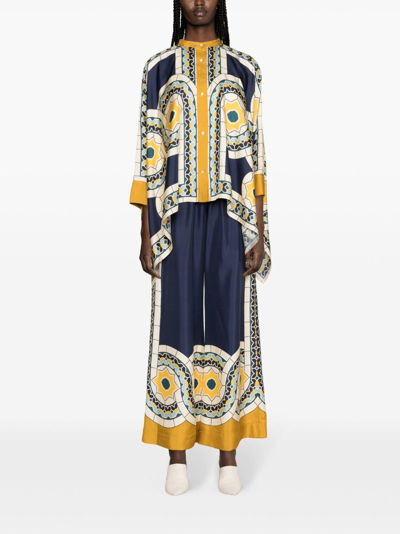 La DoubleJ Foulard geometric-print silk shirt outlook