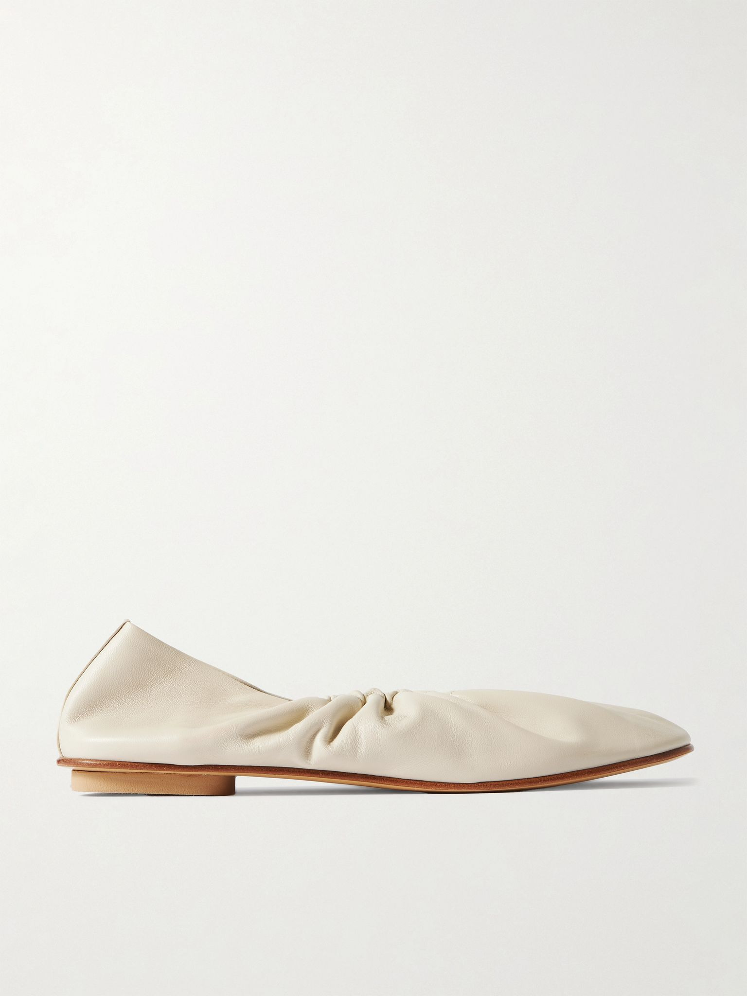 Mica gathered leather ballet flats Ecru - 5