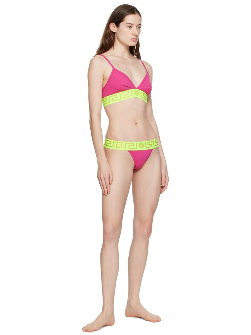 VERSACE Pink & Green Greca Border Bra outlook