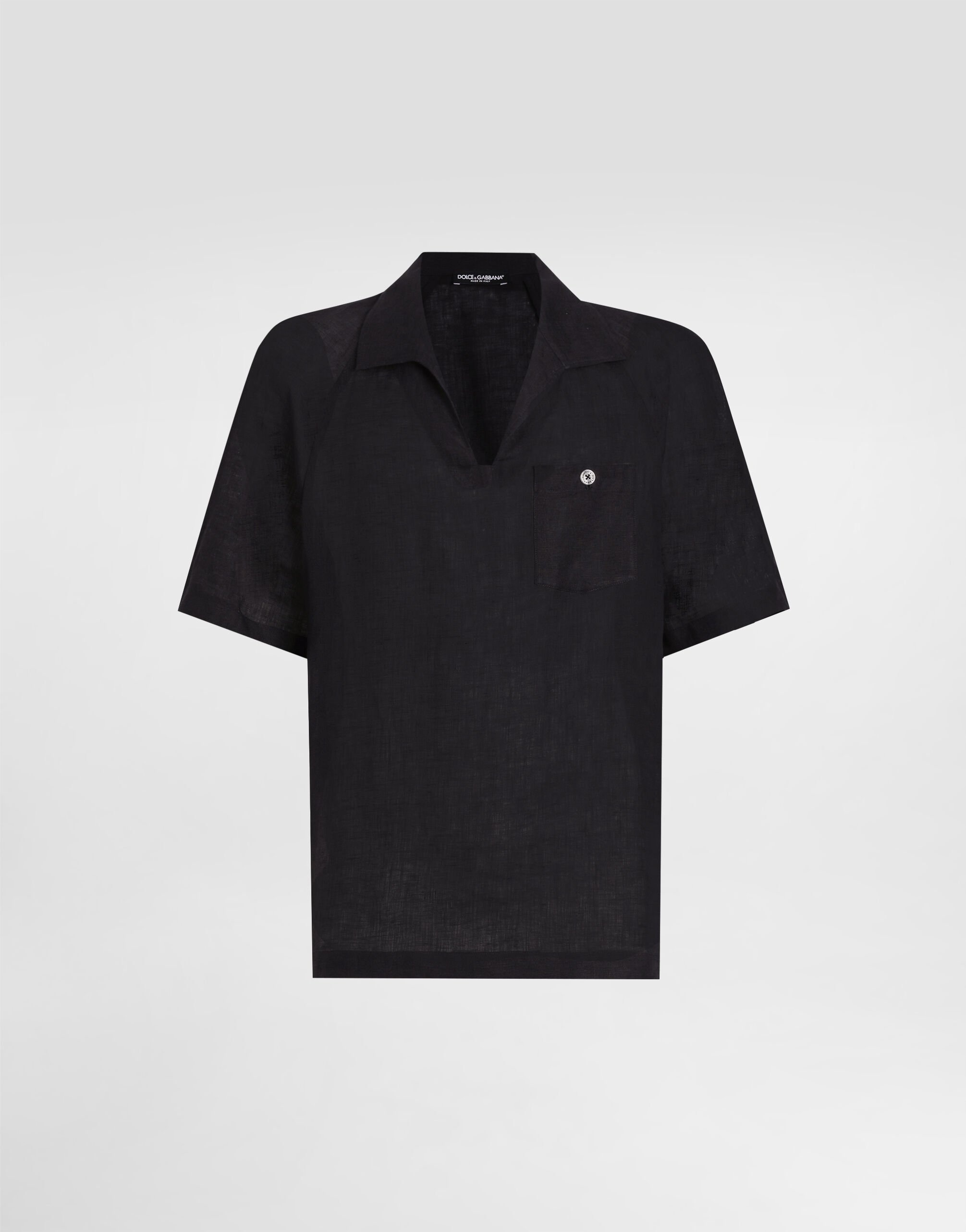 Short-sleeved linen t-shirt - 1