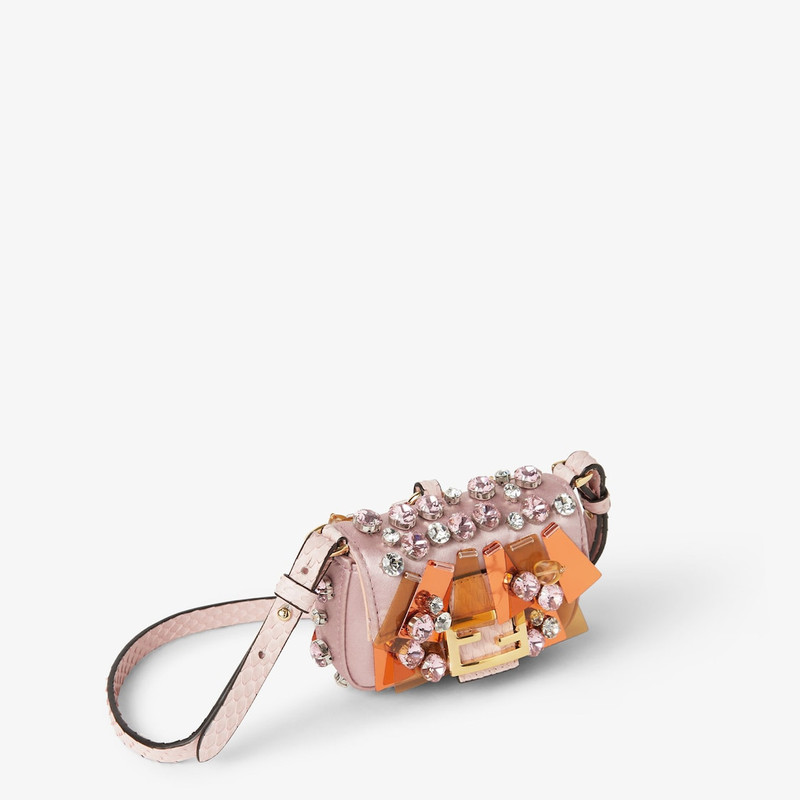 Nano Baguette Charm Pink satin charm with appliqués 3