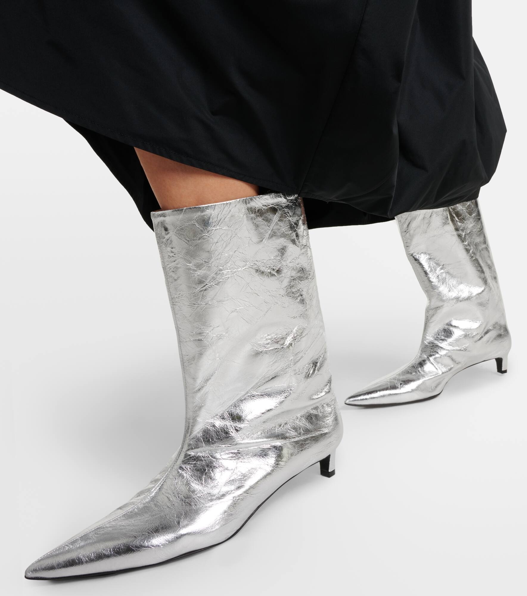 Metallic leather ankle boots - 4