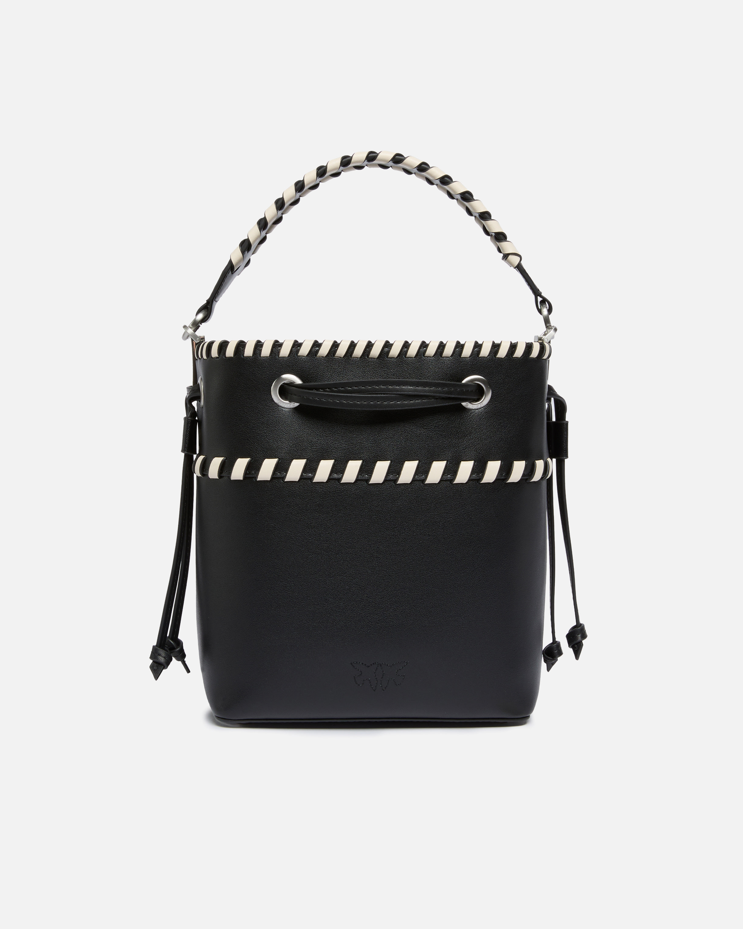 SMALL LEATHER BUCKET BAG WITH THREADED DETAILING - 2
