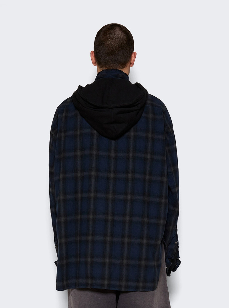 Plaid Hoodie Long Sleeve Shirt Blue 5