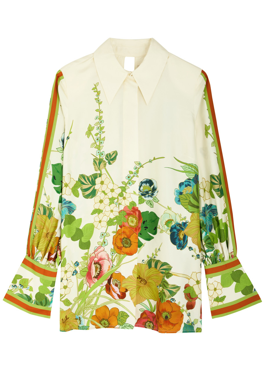 Constance floral-print silk-satin shirt - 1