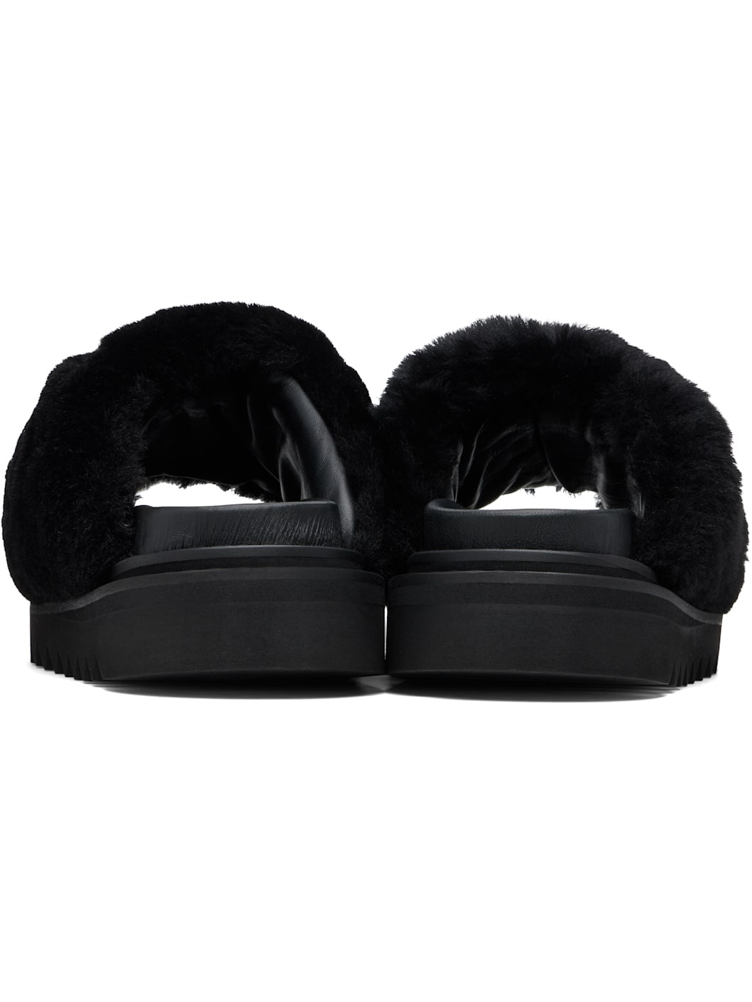 Black Shearling Sandals - 2