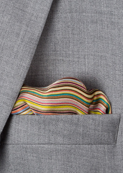 Paul Smith 'Signature Stripe' Silk Pocket Square outlook